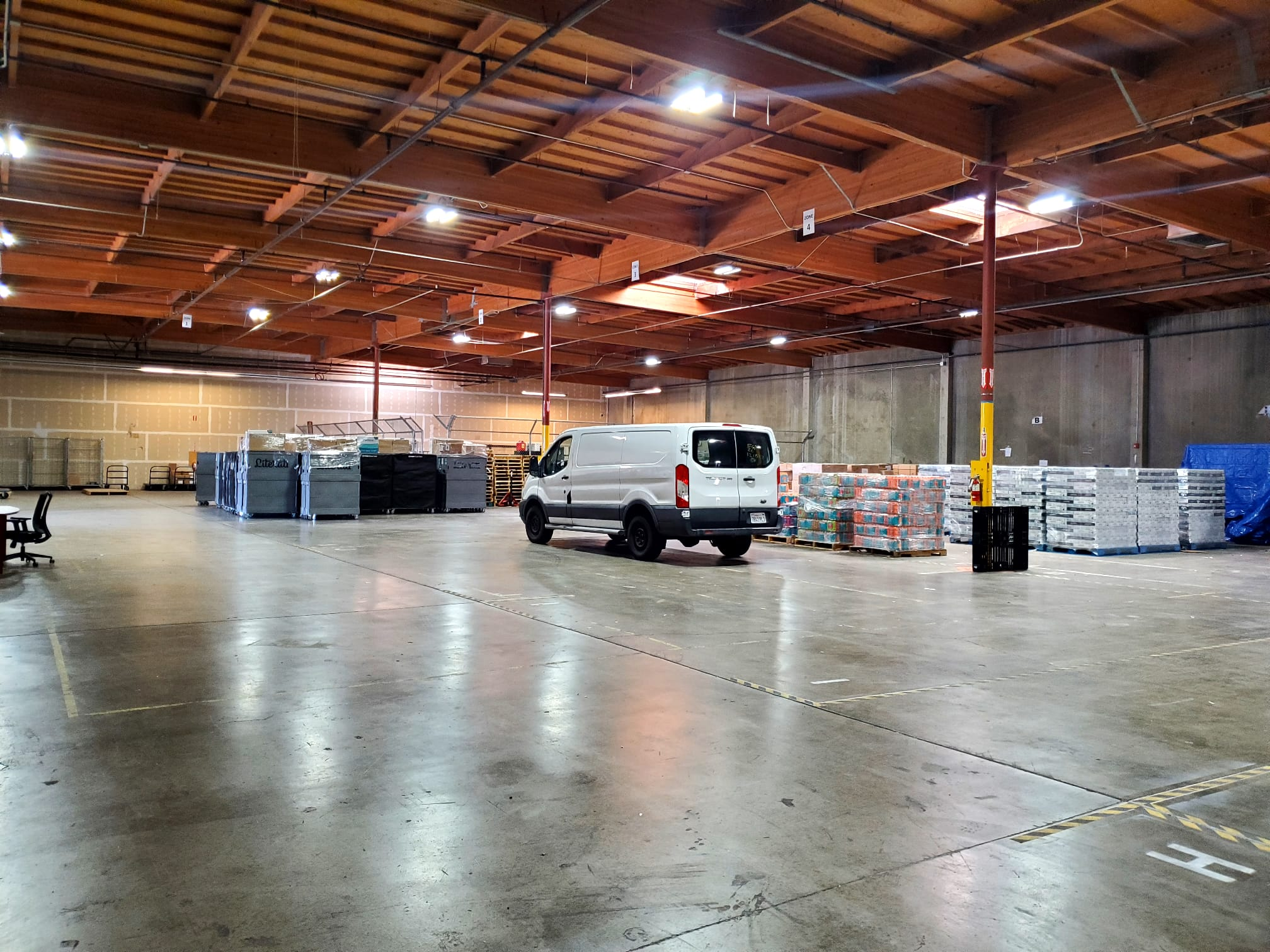 Inside Angels Courier warehouse