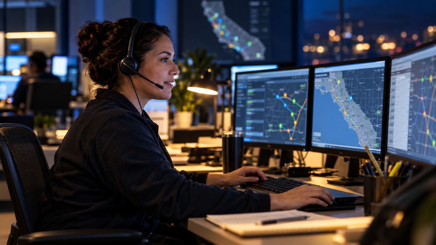 Concept image of a courier dispatcher at work